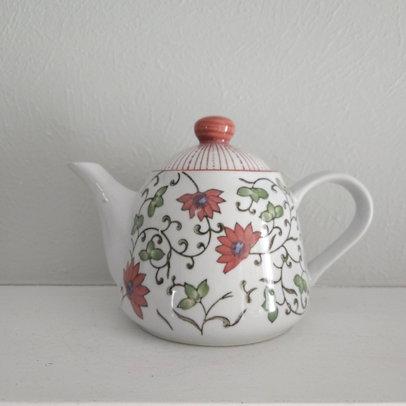 Pier 1 Imports Vintage 90s Hand Painted Floral Teapot - Picture 1 of 7